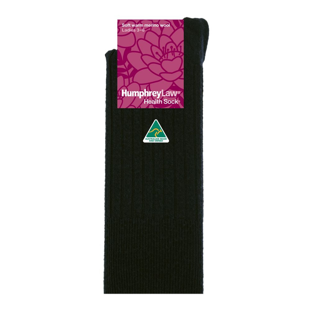 Humphrey Law Ladies 95% Fine Merino Wool Health Socks in Black