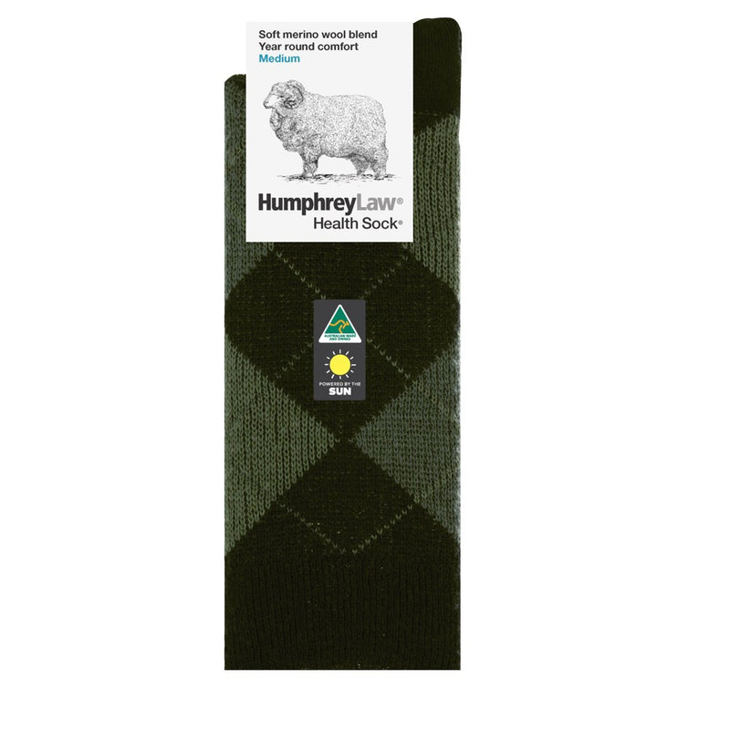 Humphrey Law Fine Wool/Polyester Argyle Pattern Socks Black Sage