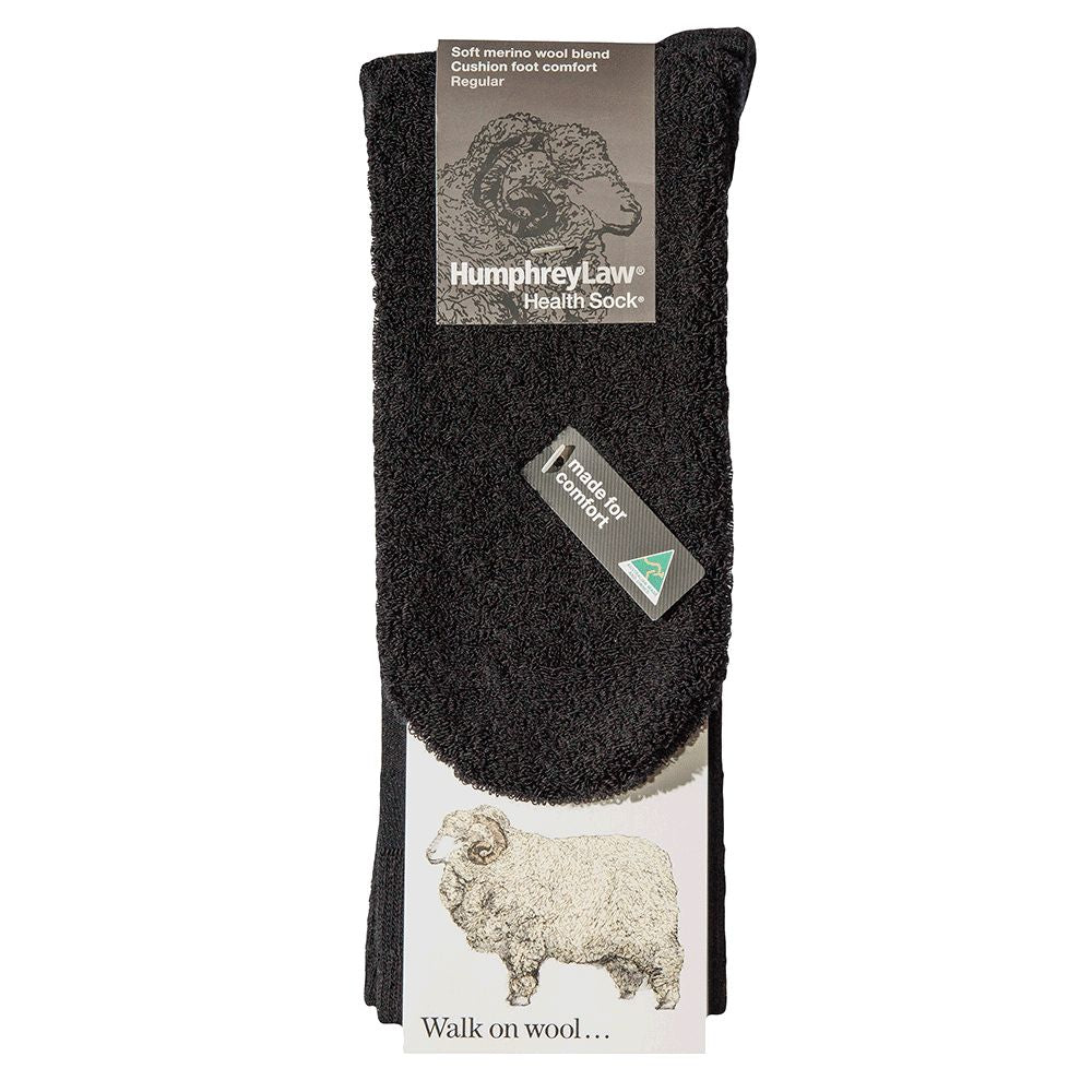 Humphrey Law Merino Wool Cushion Sole Health Socks Black