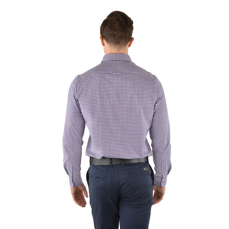 Back of Thomas Cook Mens Burton Check Tailored Long Sleeve Shirt