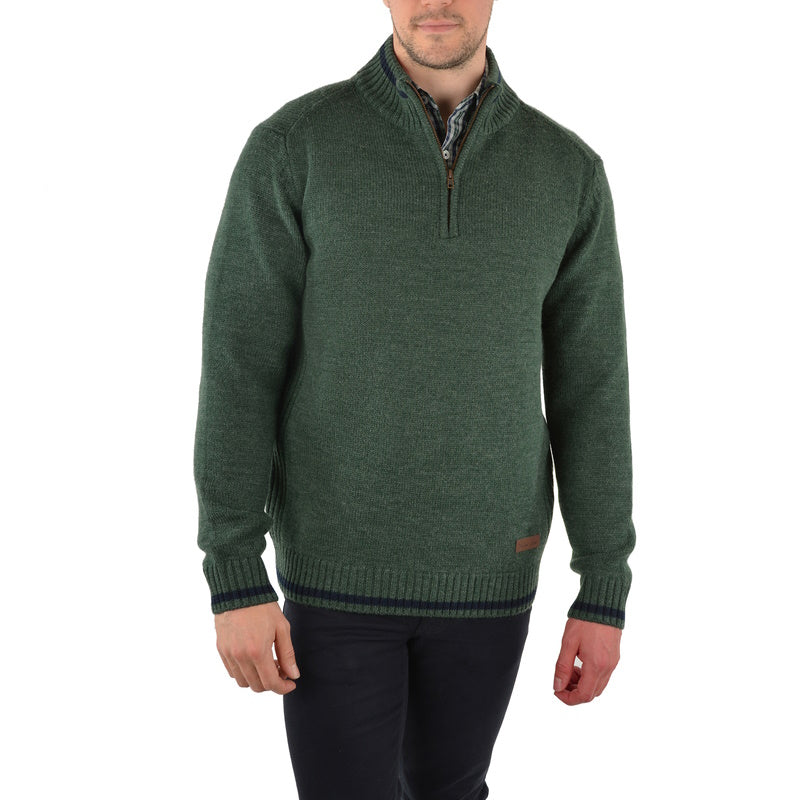 Thomas Cook Mens Parkmore 1/4 Zip Neck Jumper in Green Marle