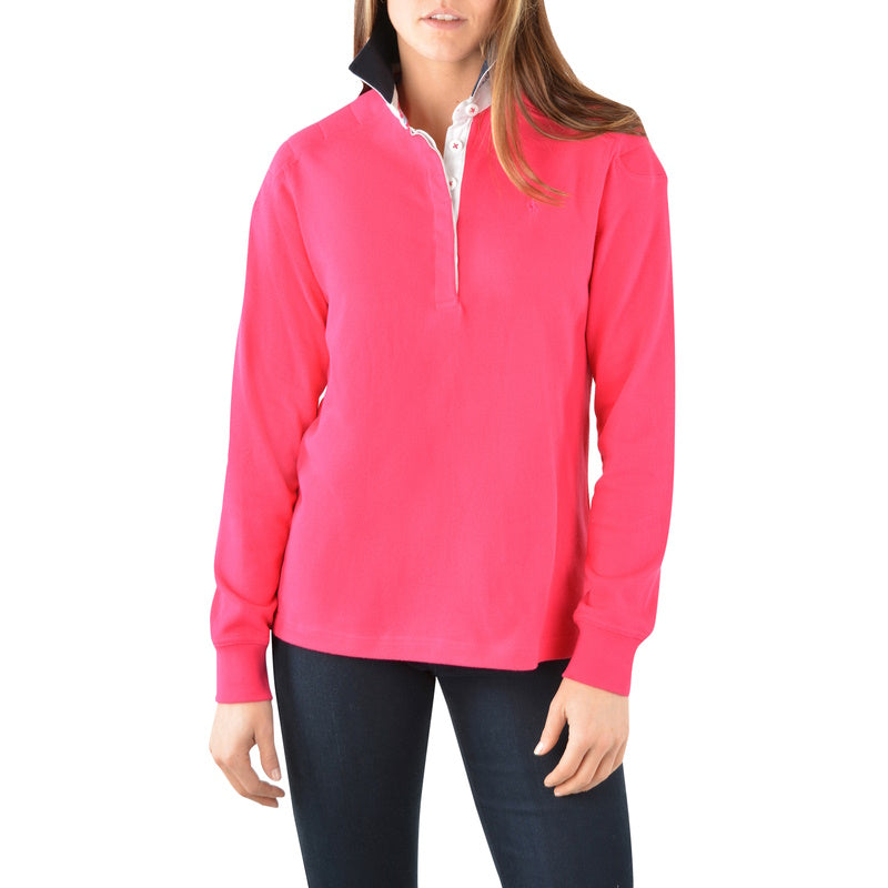 Front view of Thomas Cook Women's Beth Classic Rugby in Bright Rose