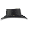 Side view of Barmah Squashy Full Grain Leather Hat in Black