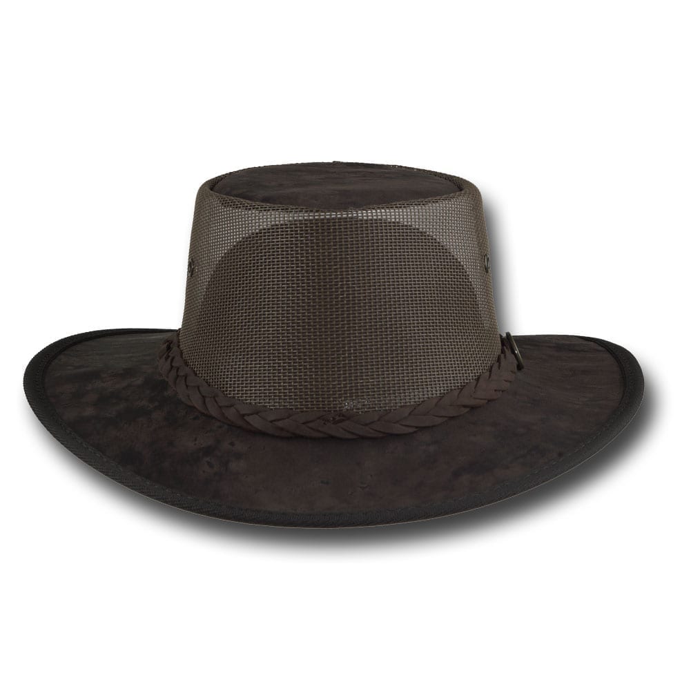 Front view of Barmah Squashy Roo Cooler Hat in Brown