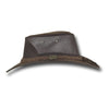 Side view of Barmah Foldaway Suede Cooler Hat in Brown