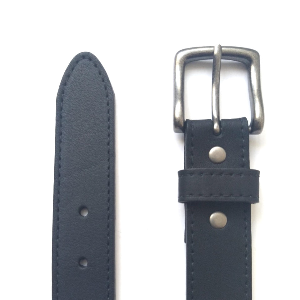 Leather Work Belt in Black with silver buckle