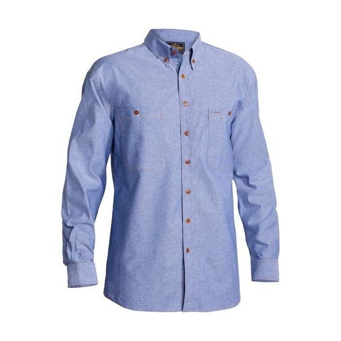 Front view of Bisley Cotton Chambray Long Sleeve Shirt