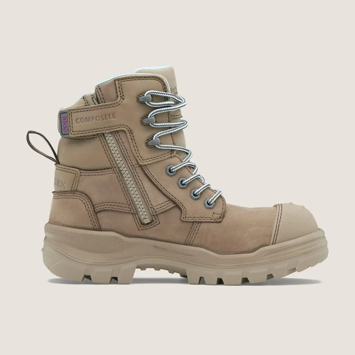 Side view of Blundstone 8863 Womens RotoFlex Composite Toe Safety Boot in Stone