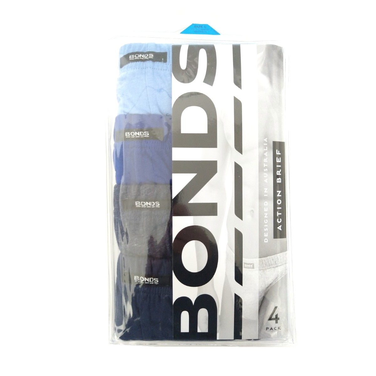 Bonds M8OS4 Mens Hipster Action Brief 4 Pack in Blues