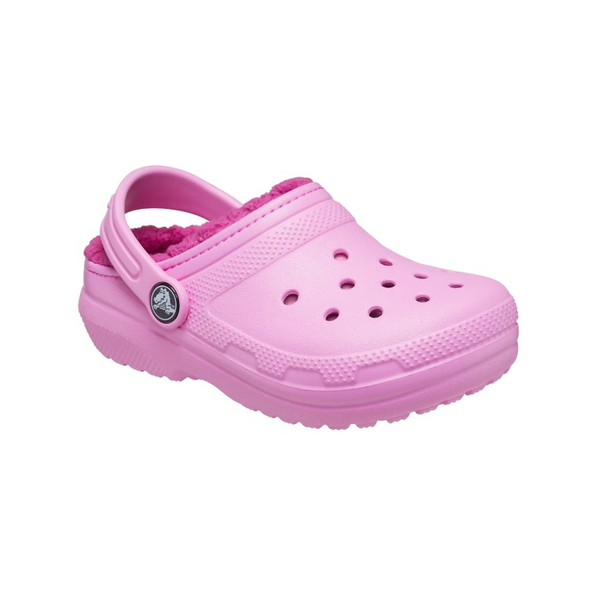 Front view of Crocs Kids Classic Lined Clogs in Taffy Pink