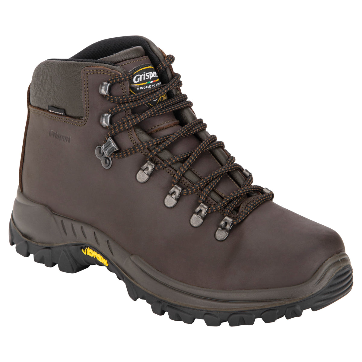 Close up of Grisport Classic Mid Waterproof Hiking Boot in Dark Chocolate