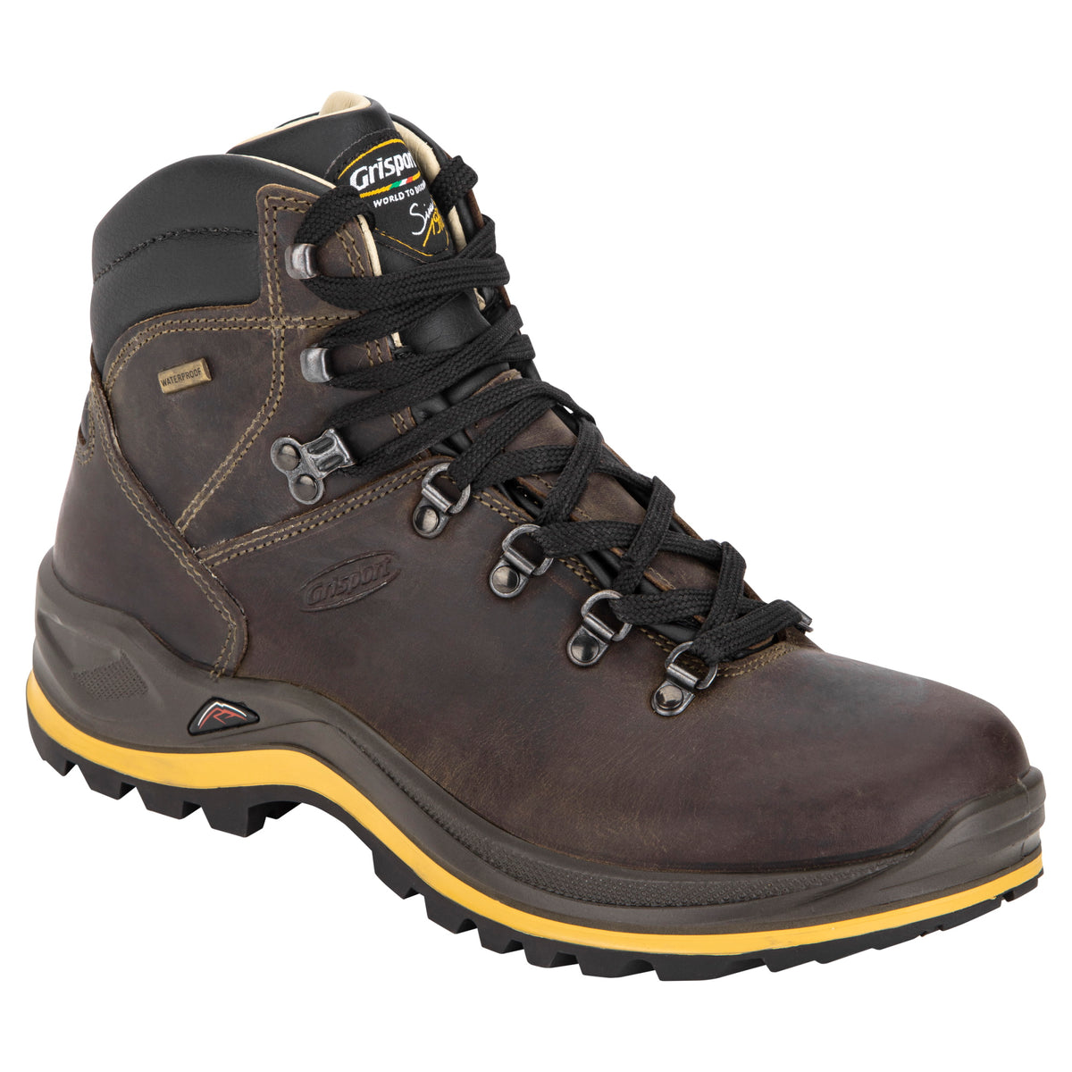 Angle view of Grisport Paradiso Mid Waterproof Hiking Boot in Chocolate/Melon