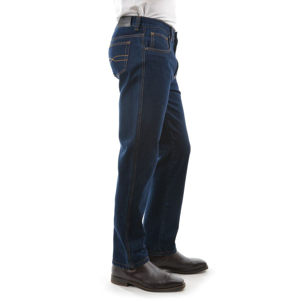 Hard Slog Men's Stretch Denim Jeans (30 Inch Leg) Dark Blue Side View