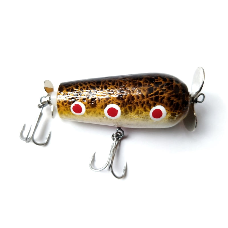 Hueys Wooden Fishcake Spotty Dog Lure