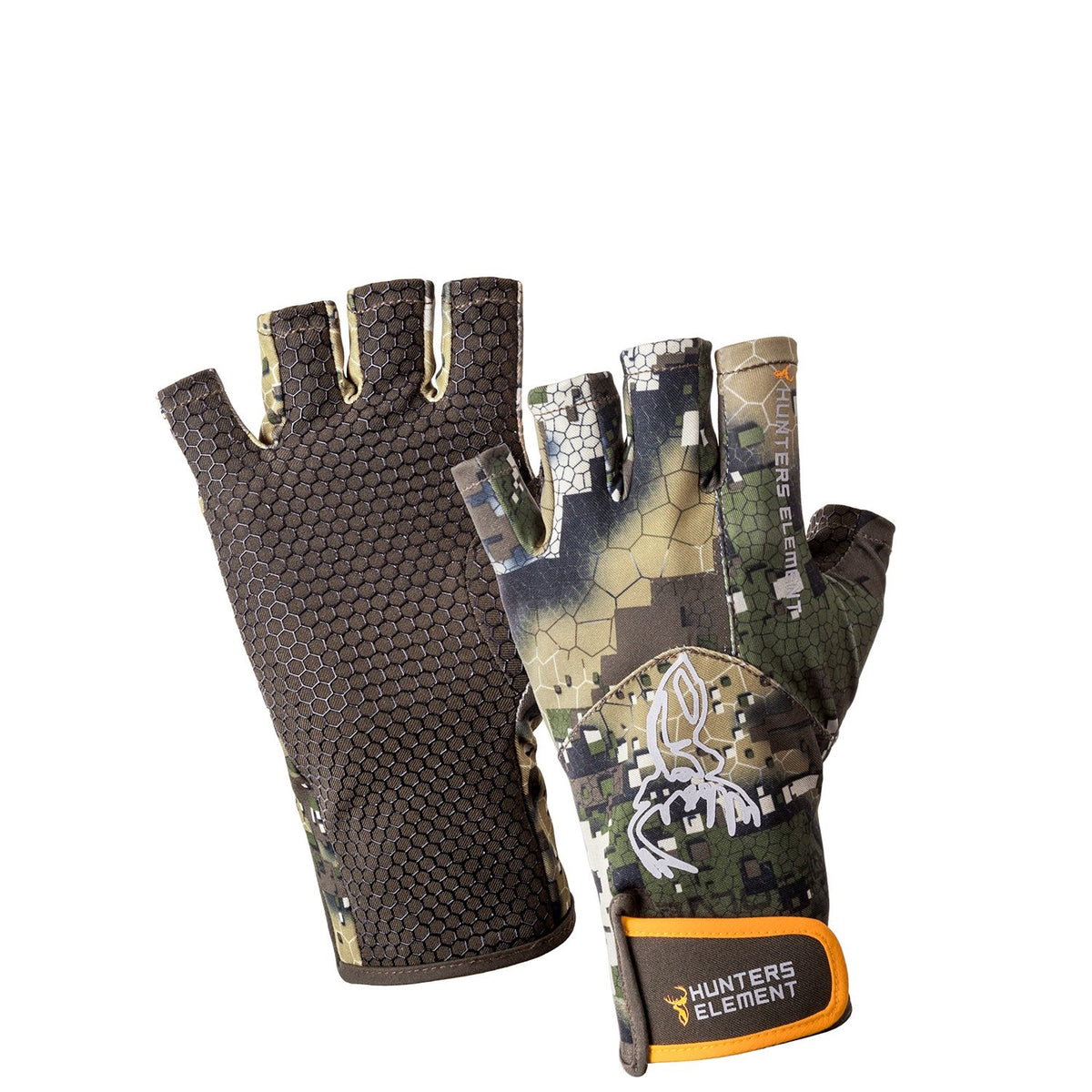 Pair of Hunters Element Crux Fingerless Gloves in Desolve Veil Camouflage