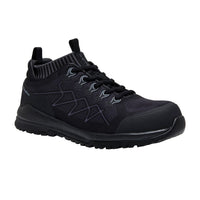 Side view of KingGee Vapour Lace Up Safety Shoe in Black/Grey