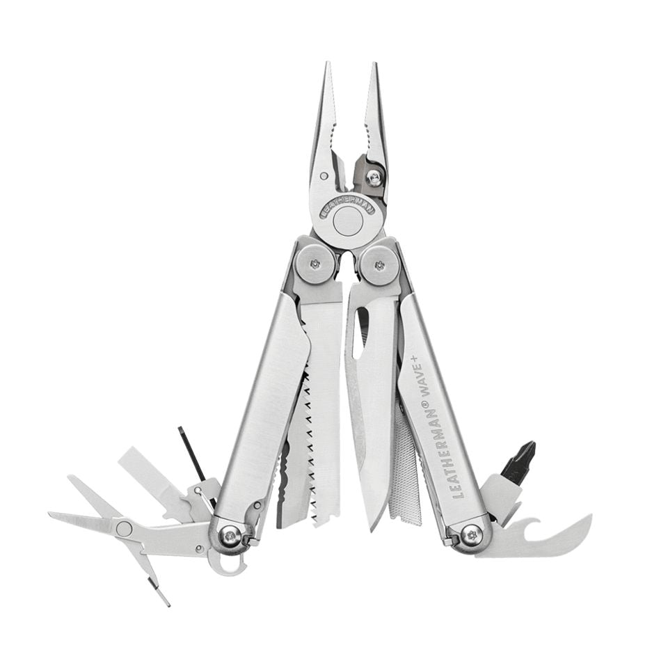 Leatherman Wave Plus Stainless Steel Multi Tool Open with Tools Fanned