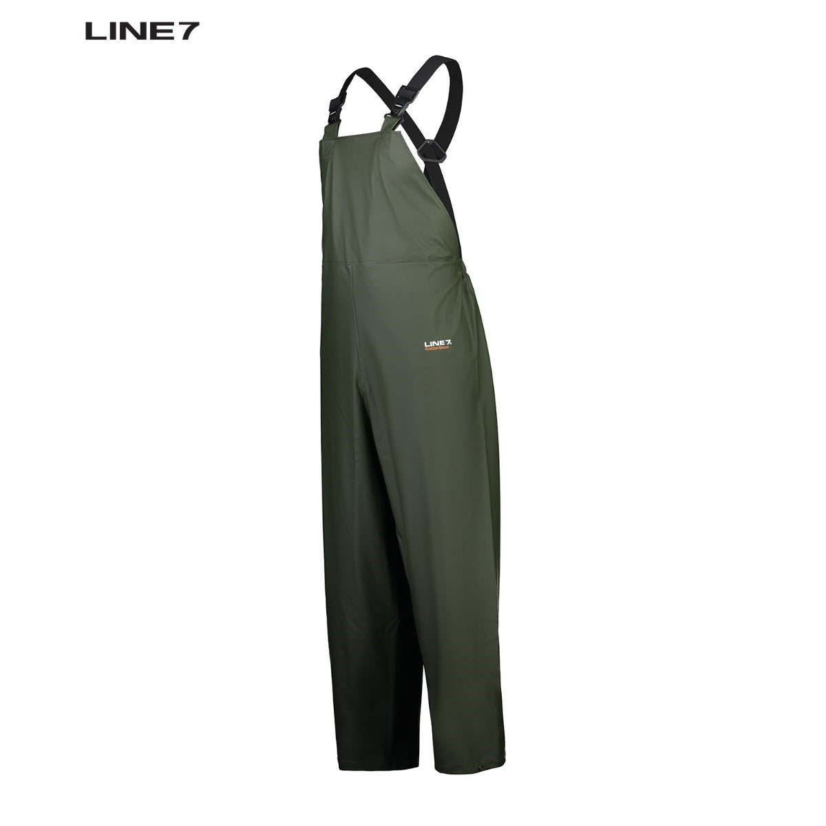 Front view of Line 7 Station Green Bib Trousers