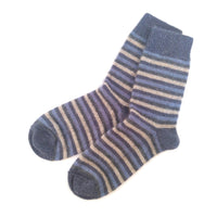 Pair of "Denim" Lothlorian striped merino socks
