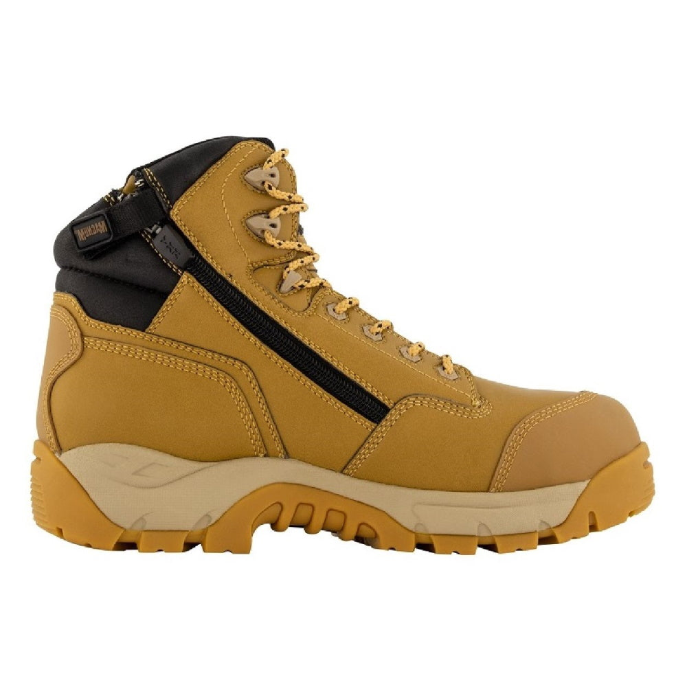 Zip side of Magnum Precision Max Zip WP Soft Toe Work Boot in Wheat