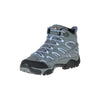 Angled front view of Merrell MOAB 2 Women's Mid Gore-Tex Hiking Boot in Grey Periwinkle