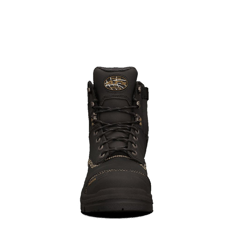 Front view of Oliver Men's AT 55-345Z Zip Sided Safety Boot in Black
