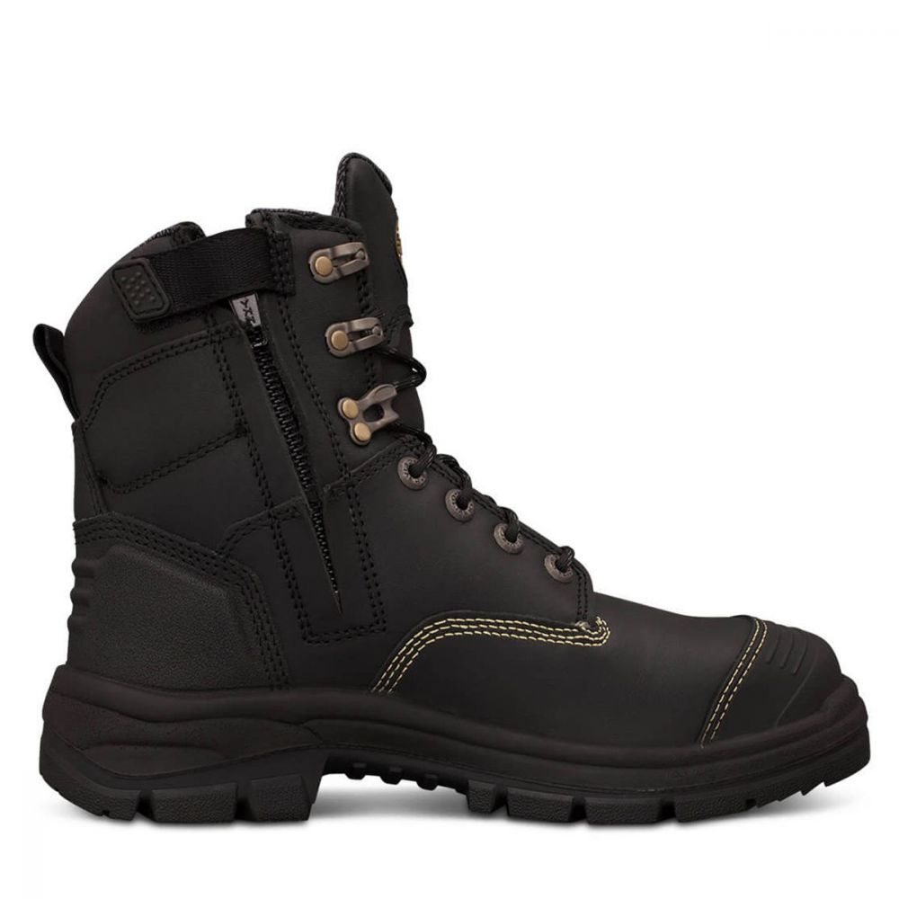 Zip side view of Oliver Men's AT 55-345Z Zip Sided Safety Boot in Black