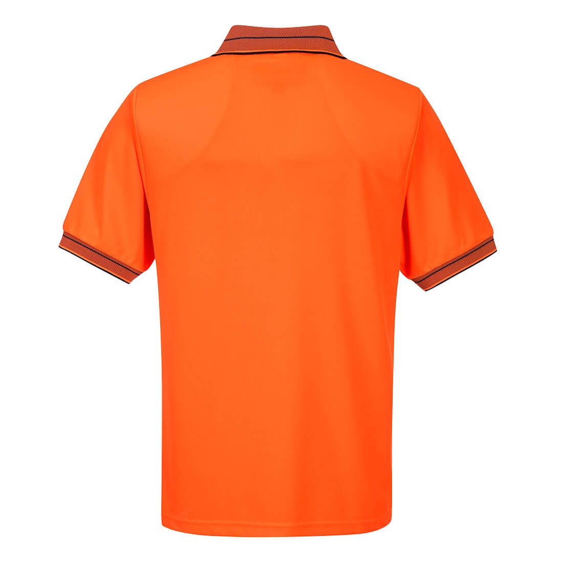 Back of Portwest Hi Vis 2 Tone Micro Mesh Short Sleeve Polo Shirt in Orange