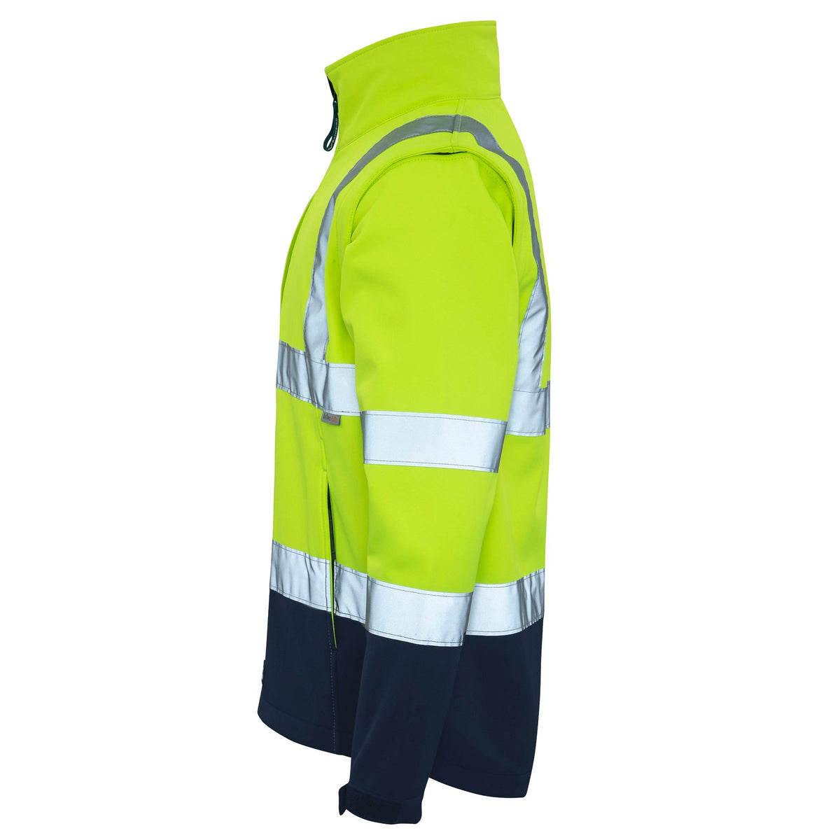 Side view of Rainbird Landy Jacket in Hi Vis Yellow Navy