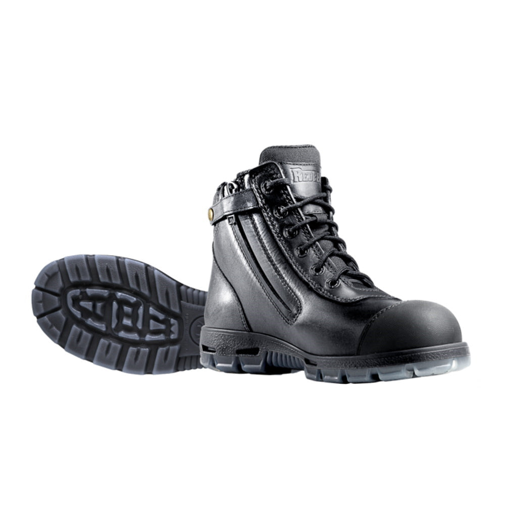 Redback Cobar Steel Toe Lace/Zip Safety Work Boots in Black