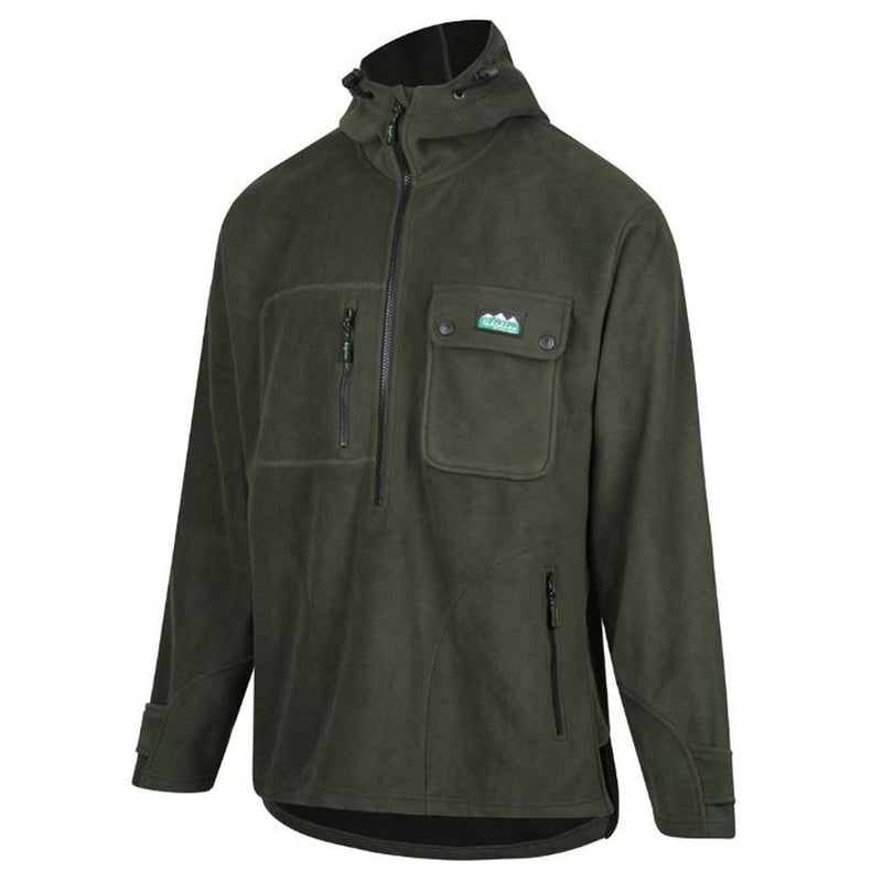 Front view of Ridgeline Cyclone Hooded Smock in Olive Green