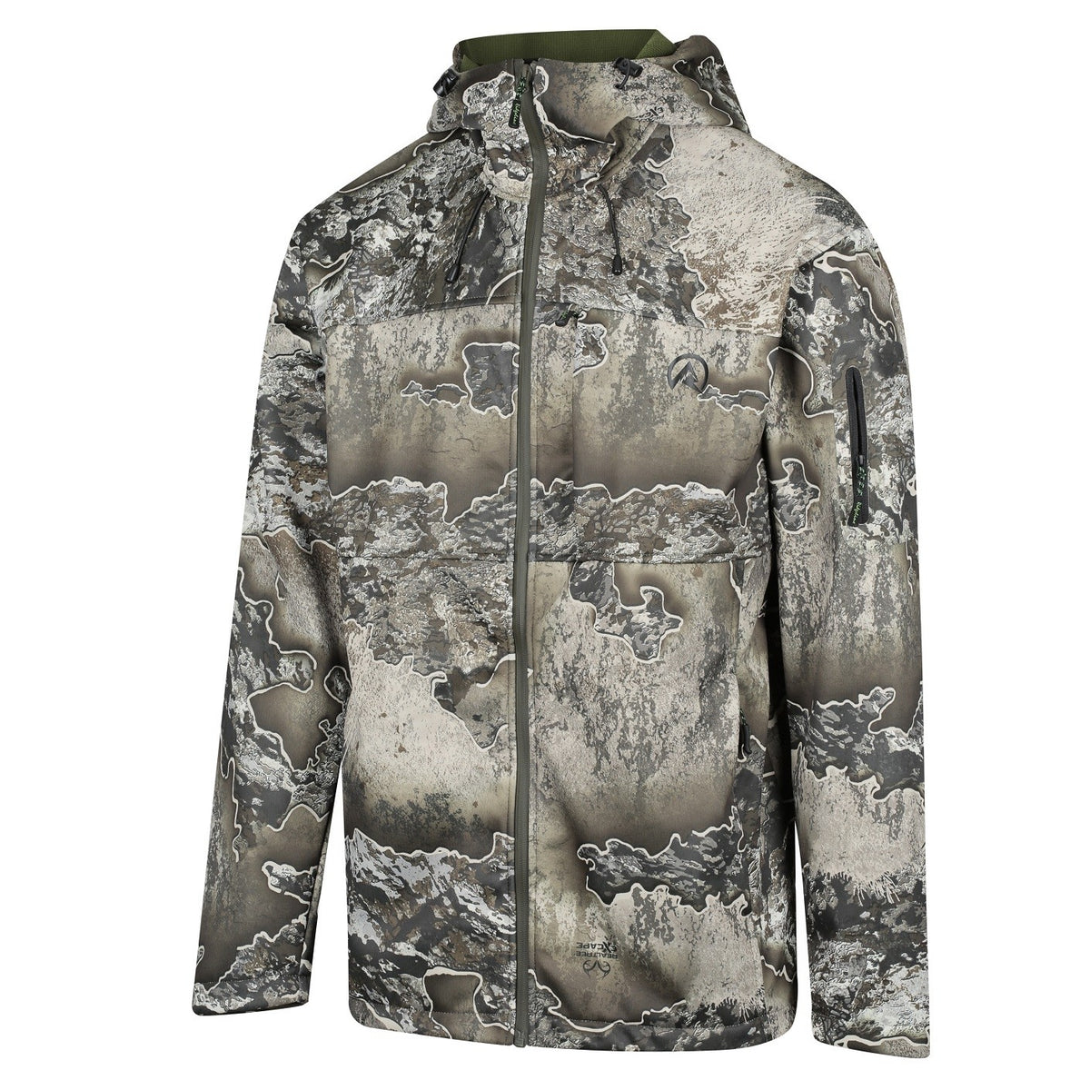 Front of Ridgeline Mens Ascent Softshell Jacket in Excape Camo