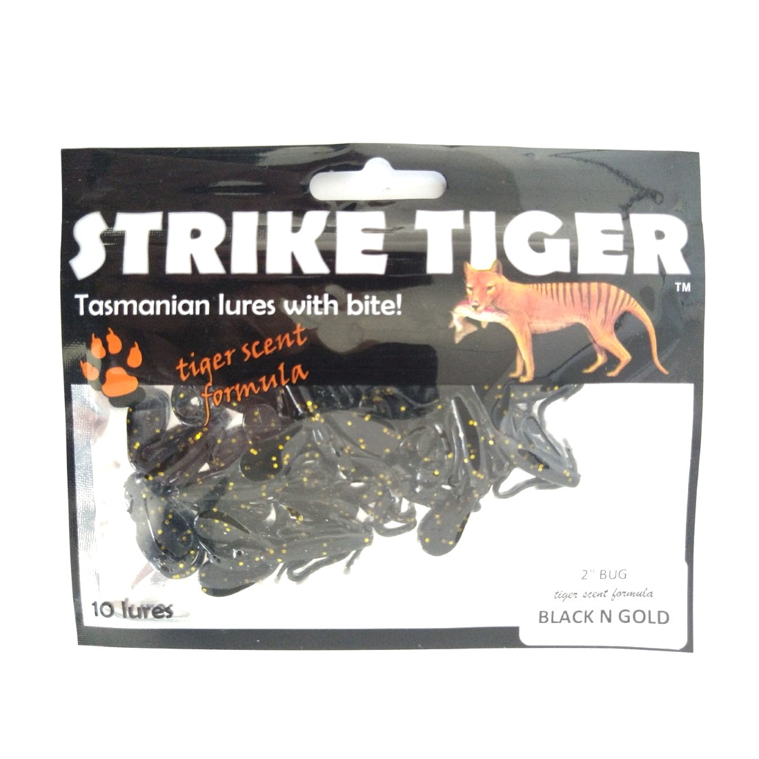 Strike Tiger Lure Bug (2 Inch X 10 Pack) in Black N Gold