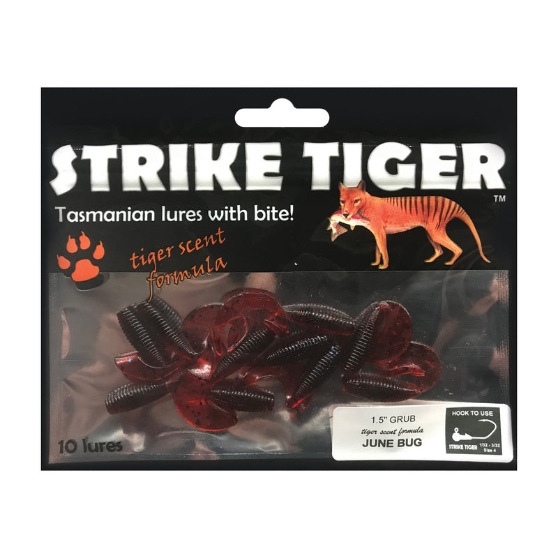 Strike Tiger Lure Grubs (1.5 Inch X 10 Pack) June Bug