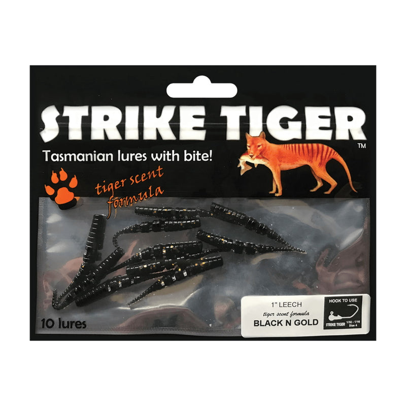 Strike Tiger Lure Leech (1 Inch x 10 Pack) in Black N Gold
