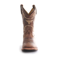 Front view of Pure Western Kids Kit Boot in Brown