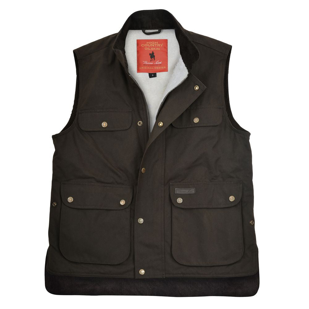 Thomas Cook Men's High Country Oilskin Sherpa Vest in Brown
