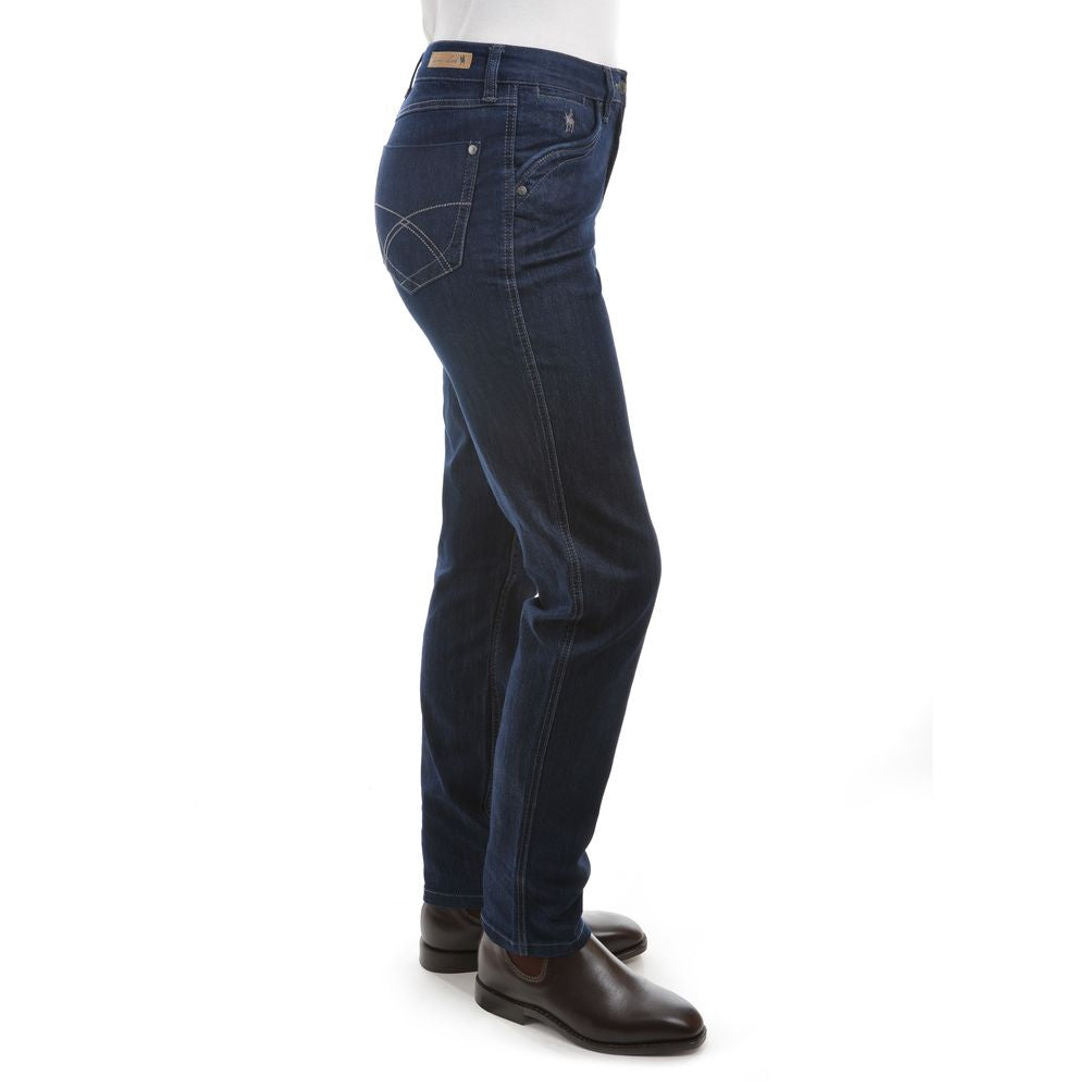 Side view of Thomas Cook Women's Lynda Wonder Slim Leg Jeans in Dark Blue