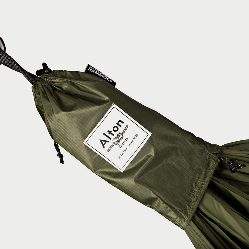 Alton Goods Ultralight Hammock being removed from bag