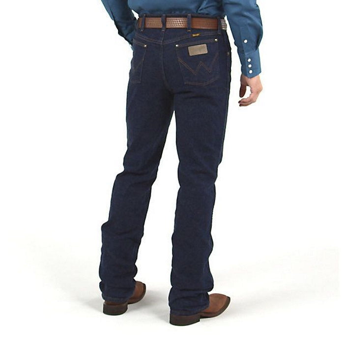 Back view of Wrangler Men's Cowboy Cut Bootcut Stretch Regular Fit Jeans